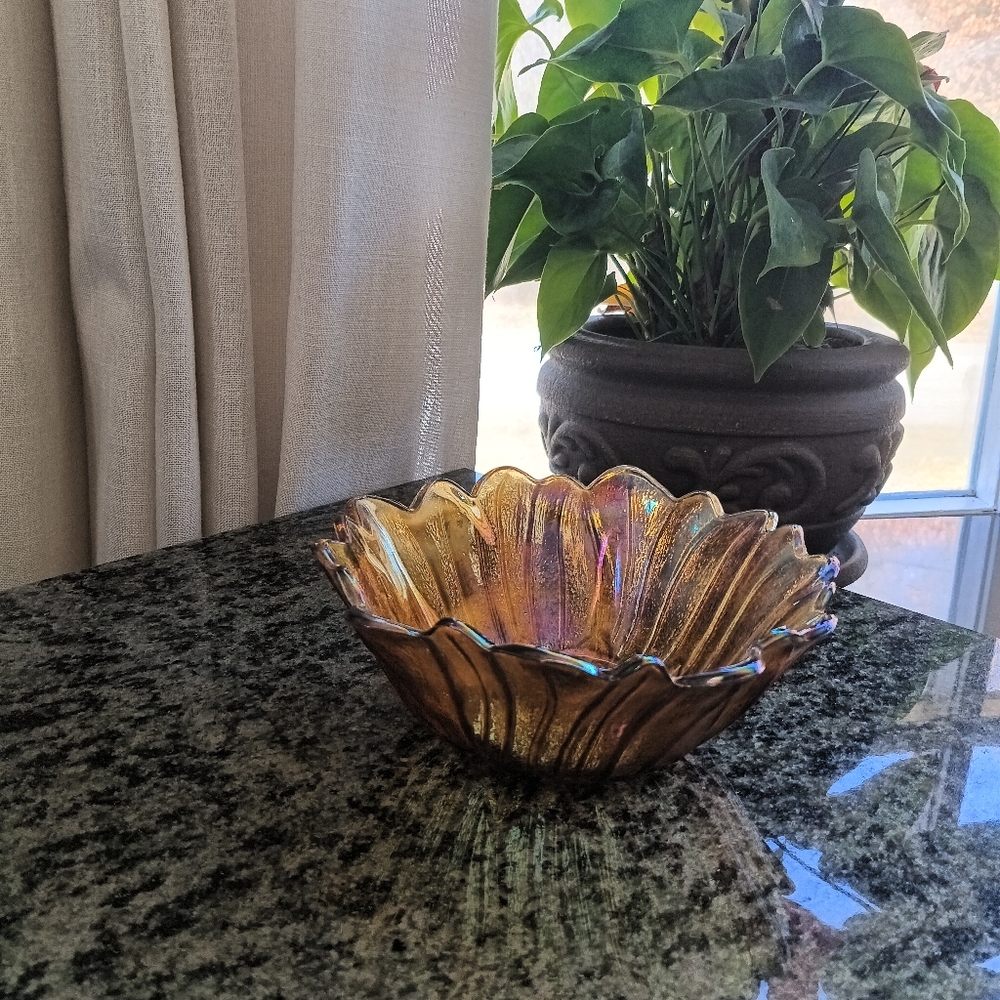 Iridescent Gold Glass Bowl